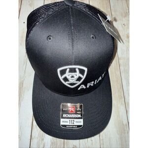Ariat Mens Richardson 112 Adjustable Snapback Trucker Hat Black